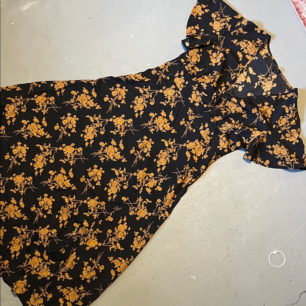 Floral Black and Orange Dress